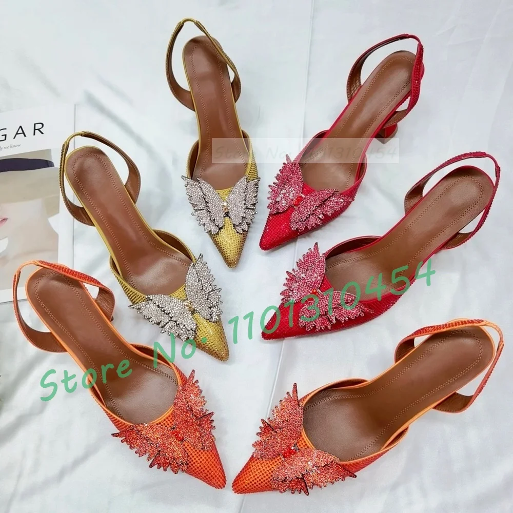 Wine & Beer Guayaquil - Kristallen vlinder puntige sandalen dames bling